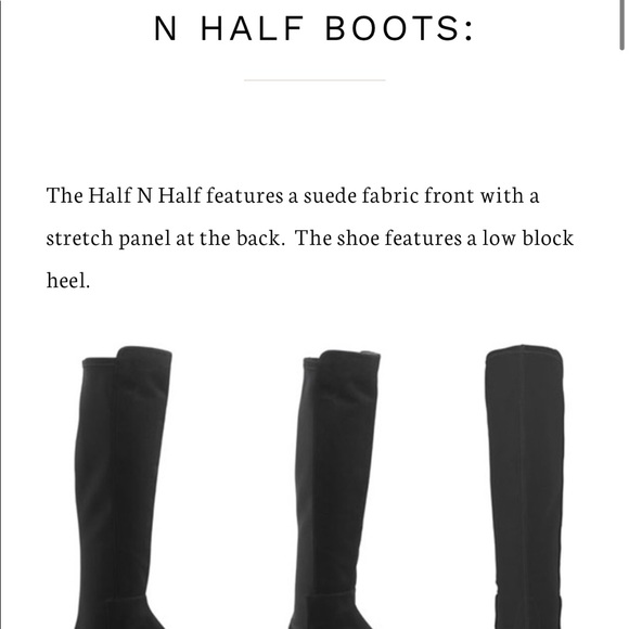 🆕 Gorgeous Stuart Weitzman half and half Black Suede boots. 1 inch heels. - Picture 5 of 14